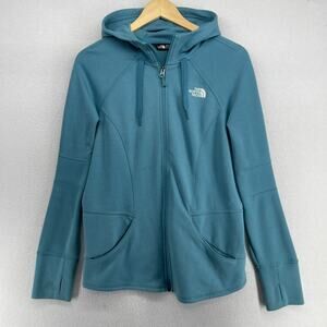 THE NORTH FACE Hoodie Womens XL Full Zip Jacket Thumbholes Track Running Blue